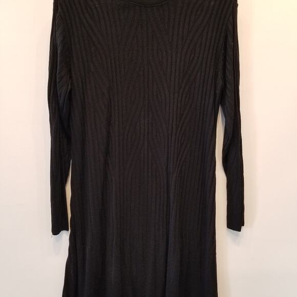 Vintage 90's Black Sweater Knit Dress Stretch Petites Long Sleeve Womens Size XL - Picture 2 of 11